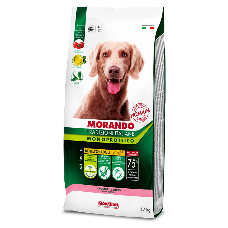 Morando Tradizioni Italiane Crocchette Dog kg.12 Monoproteico Suino –